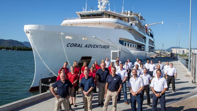 The Coral Adventurer ship and crew. Picture: Coral Expeditions