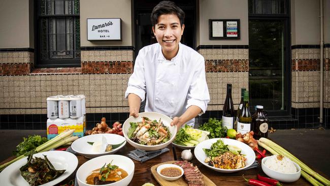 Lamaro's chef/owner Geoff Lindsay and international chef Khim Tharnchai with a Thai banquet which is available to order via takeaway this weekend. Picture- Nicole Cleary