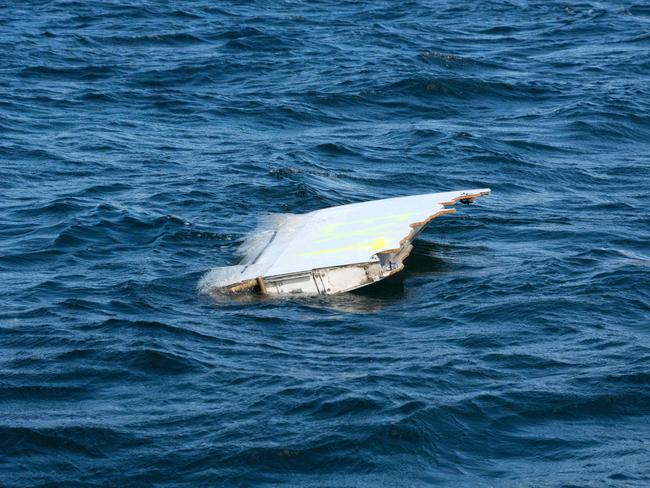This handout picture released by the Commonwealth Scientific and Industrial Research Organisation on April 21, 2017 shows a modified genuine Boeing 777 flaperon tested in waters near Hobart, the capital of Tasmania, to help determine where the final resting place of missing Malaysia Airlines jet MH370 might be. Missing flight MH370 