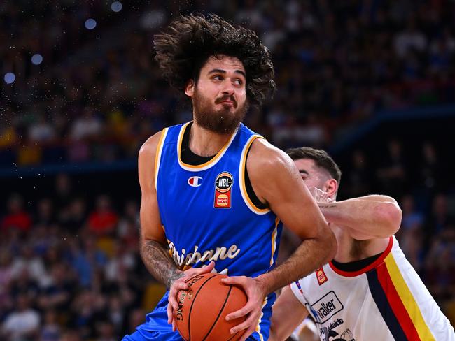 BRISBANE, AUSTRALIA - DECEMBER 06: Tyrell Harrison of the Bullets goes to the basket during the round 11 NBL match between Brisbane Bullets and Adelaide 36ers at Brisbane Entertainment Centre, on December 06, 2024, in Brisbane, Australia. (Photo by Albert Perez/Getty Images)