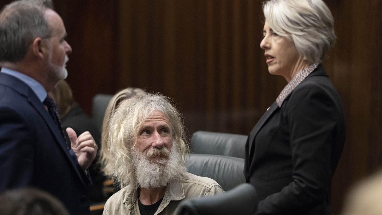 Question time in the Tasmanian Parliament, Independent member for Franklin David O'Byrne, Independent member for Braddon Craig Garland and Greens leader Rosalie Woodruff. Picture: Chris Kidd