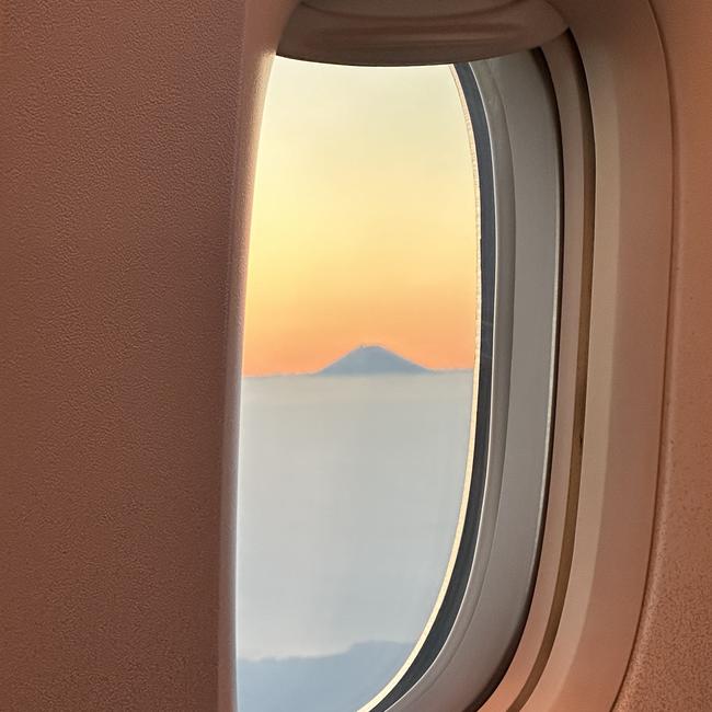 The view of Mount Fuji from the plane.