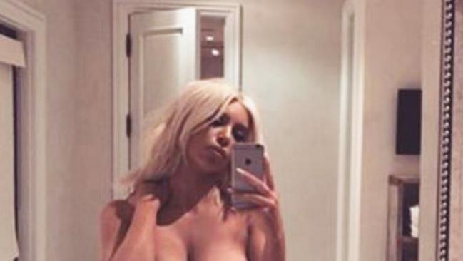 Kim Kardashian posts a naked selfie to Instagram - showing her post baby body. Picture: Kim Kardashian/Instagram