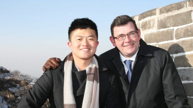 Daniel Andrews, pictured with Mike Yang, visits China as Opposition Leader.