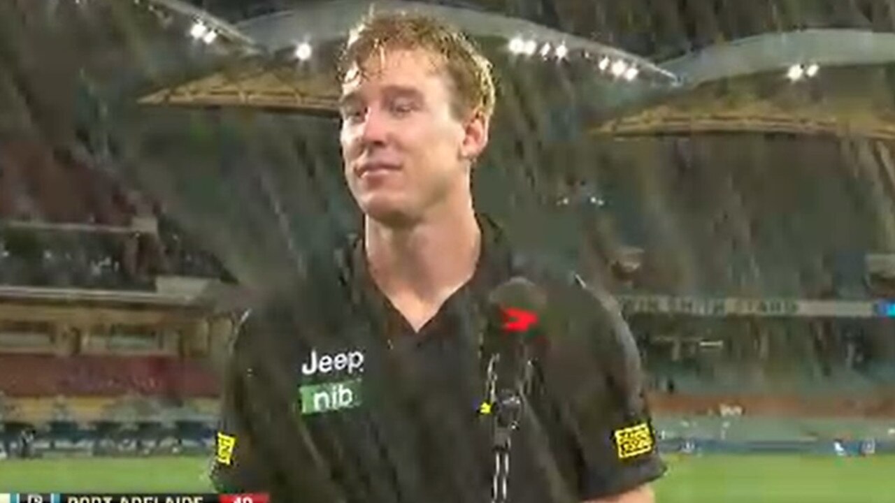 Tom Lynch is soaked by a drink thrown by a fan.