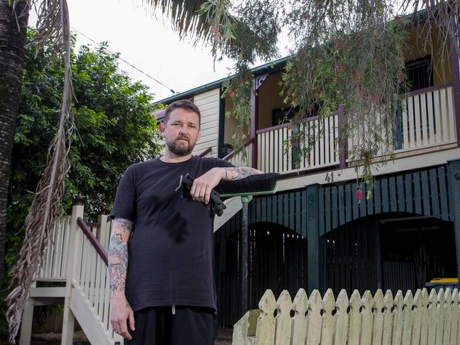 Ben Howlett, 42, at the Nicholas St property he was renting with his partner. Picture: Jerad Williams