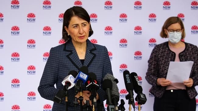 NSW Premier Gladys Berejiklian provides a COVID-19 update at St Leonards in Sydney Australia. Picture: NCA NewsWire / Gaye Gerard