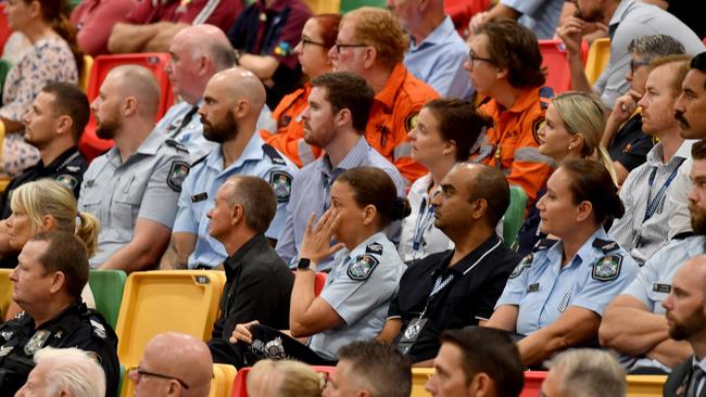 Police memorial serive fro Constable Rachel McCrow and Constable Matthew Arnold at the Townsville Stadium. Picture: Evan Morgan