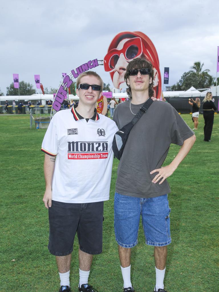 Josh Snyman and Josh Robinson at the Out 2 Lunch festival on the Coolangatta beachfront. Picture: Glenn Campbell