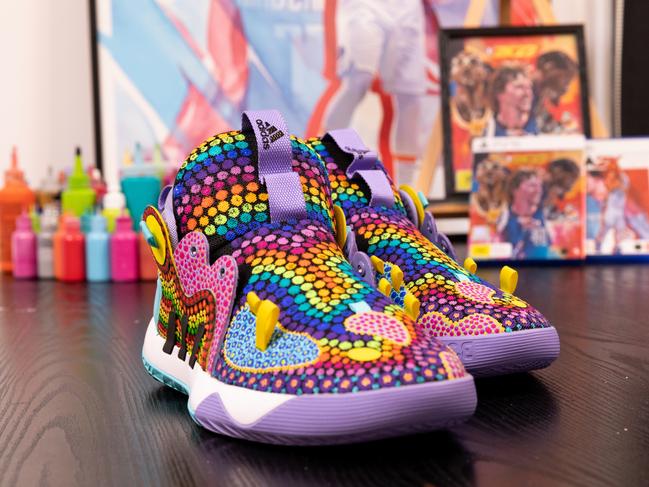 The Rainbow Serpent and NBA uniform colours helped inspire indigenous artist Allan McKenzie. Picture: supplied