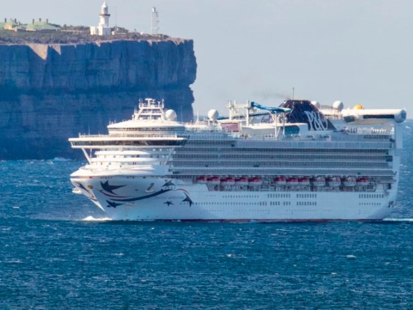 A P and O Cruise ship hastake refuge and has been anchored in Jervis Bay due to strong winds. Picture: Maree Clout/Facebook