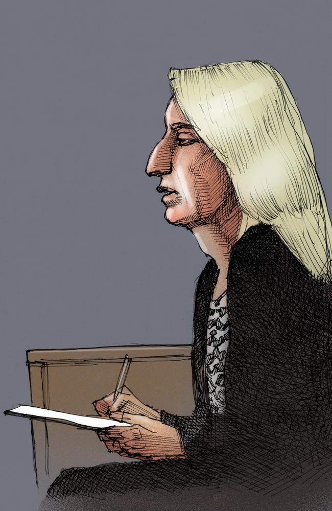 A court sketch of Maree Mavis Crabtree at Brisbane Magistrates Court.