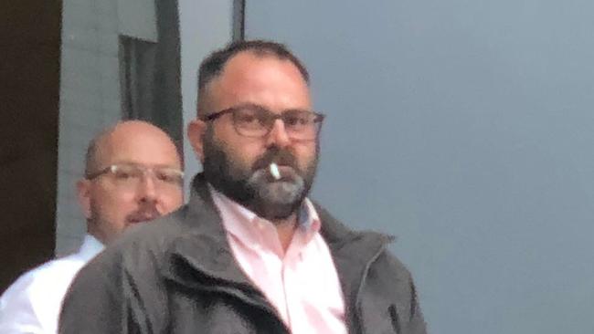 Richard Edward Finch leaving Maroochydore Courthouse with his Barrister Mark Dixon (behind). Picture: Sunshine Coast Daily.