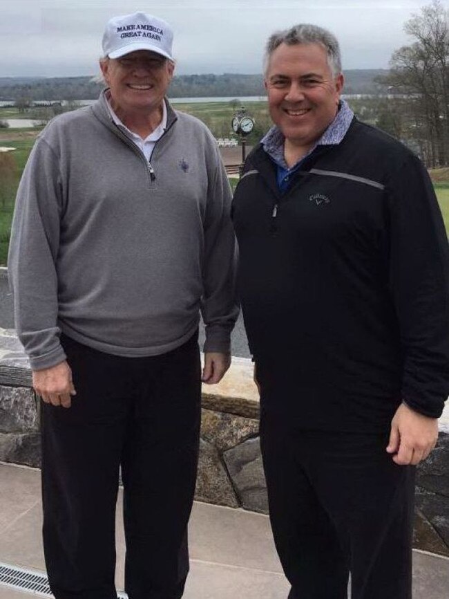 Hockey relaxes with Trump. Picture: ABC