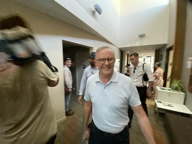 Anthony Albanese after meeting with local leaders on Tuesday. Picture: Matt Cunningham