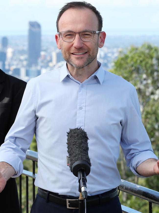 Adam Bandt leader of the Australian Greens announces new candidates, Mt Coot-Tha. Photographer: Liam Kidston