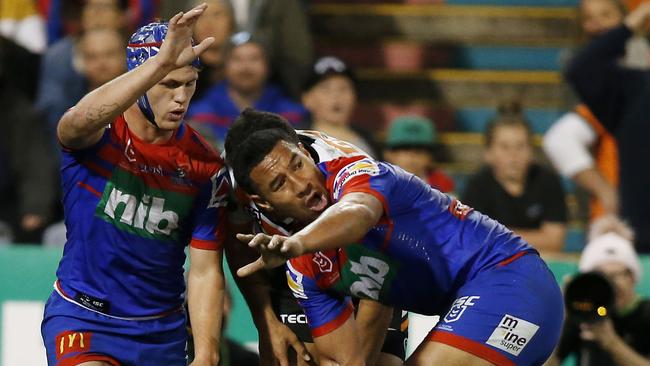 Kalyn Ponga was sin-binned for a shoulder charge on Michael Chee-Kam. Picture: Darren Pateman