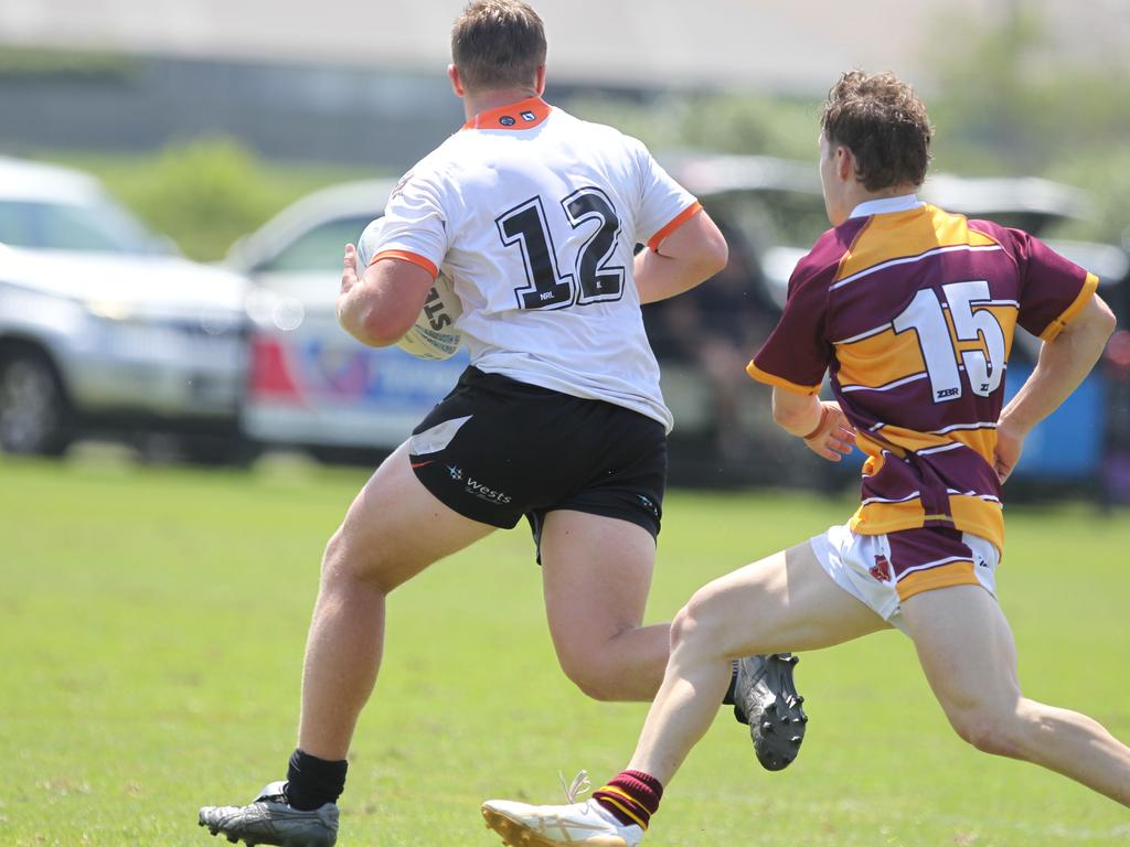 The towering Archie Duncombe charging through the opposition in the Laurie Daley Cup. Picture: Warren Gannon Photography.