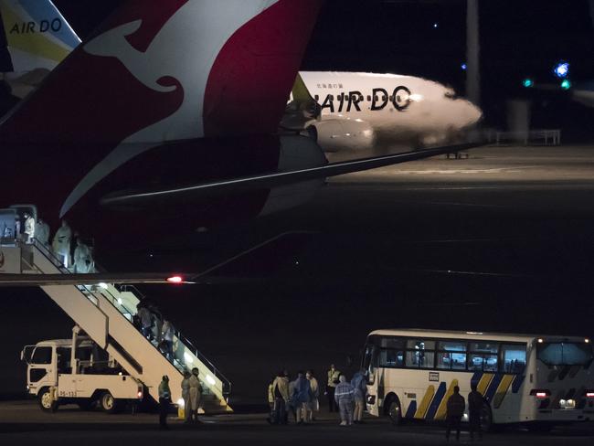 The plane was carrying about 170 Australians from the quarantined Diamond Princess cruise ship. Picture: Getty Images