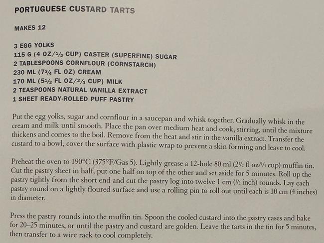 Bill Granger’s Portuguese tarts recipe from his 2006 cookbook, Every Day.