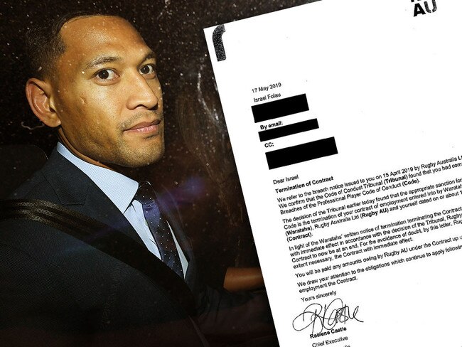 Israel Folau has commenced legal proceedings after he was sacked by Rugby Australia. Picture: