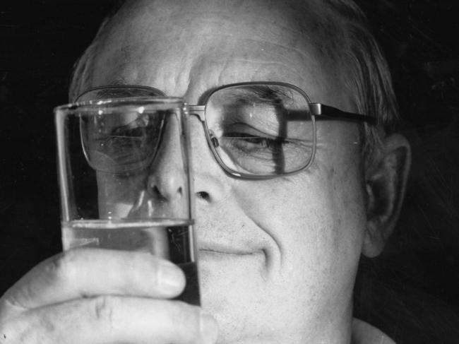 Engineering and Water Supply Department chief Mr Paul McGrath with a glass of tap water, 10 Mar 1991.  He was defending Adelaide water after  Weekend Australian newspaper report.