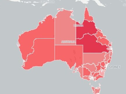 A map showing voting suspected voting patterns ahead of the Voice to Parliament vote.