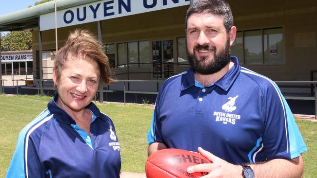 Esther Cua and son Phil at the Ouyen United Pavilion built by the late Tony Cua. Picture: Glenn Milne