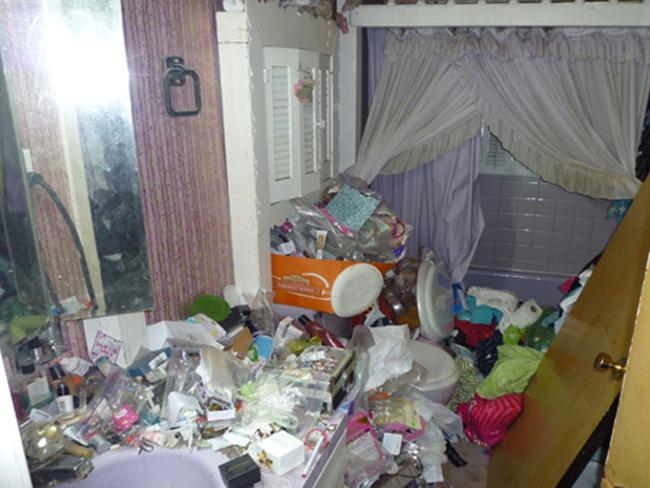 Debra's bathroom, before the makeover. Picture: Hoarders