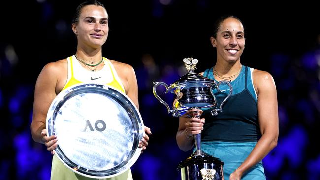 Sabalenka was heartbroken but put on a brave face and praised Keys. (Photo by Martin KEEP / AFP)