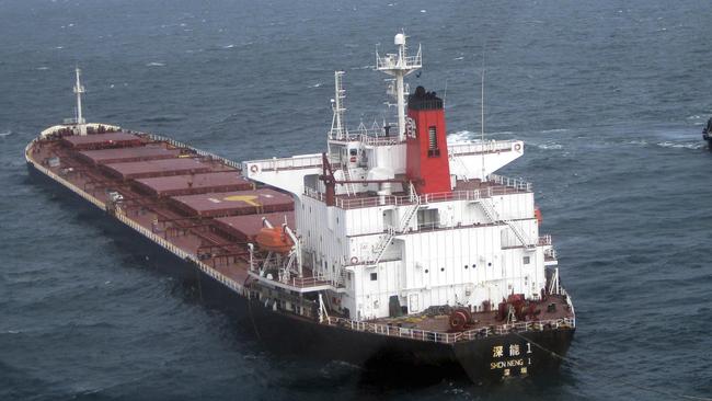 A Chinese coal ship leaves the Port of Gladstone. Picture: AP Photo/Xinhua, Jiang Yaping