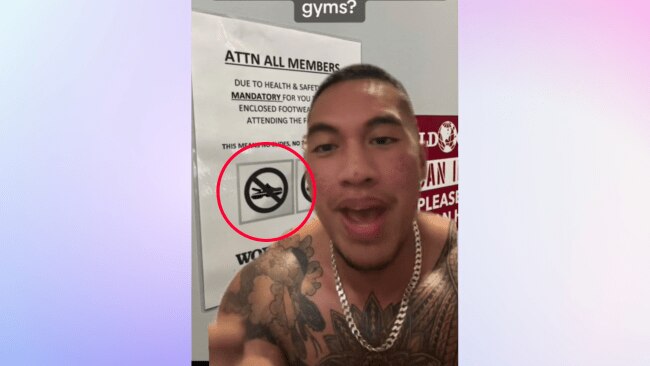 This man's gym has banned Crocs. Image: TikTok