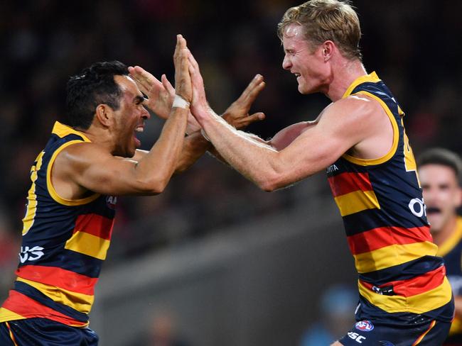 Alex Keath has confirmed he has requested a trade away from West Lakes to join the Western Bulldogs, but speculation still swirls around the future of Eddie Betts. Photo: AAP IMAGE/DAVID MARIUZ