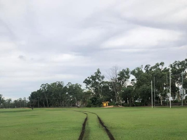 SOCIAL MEDIA IMAGE DISCUSS USE WITH YOUR EDITOR - Damage to the Moranbah Bulldogs AFC field at the Eastern Sporting Reserve. Photo: Contributed