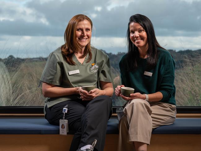 22-05-2024 Anam Cura House Geelong Spiritual Carer Jo Betz and Nurse Donna Woods talk about demystifying death for National Grief Week. Picture: Brad Fleet