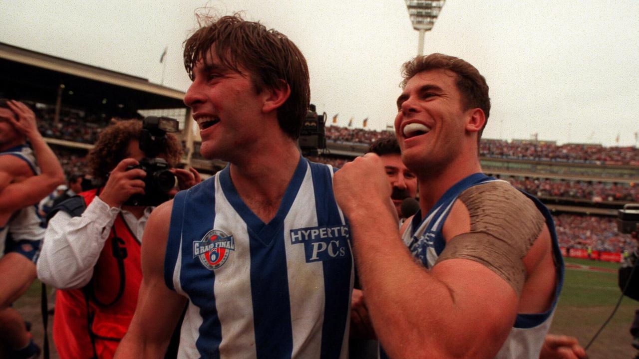 McKernan and Wayne Carey after the 1996 grand final.