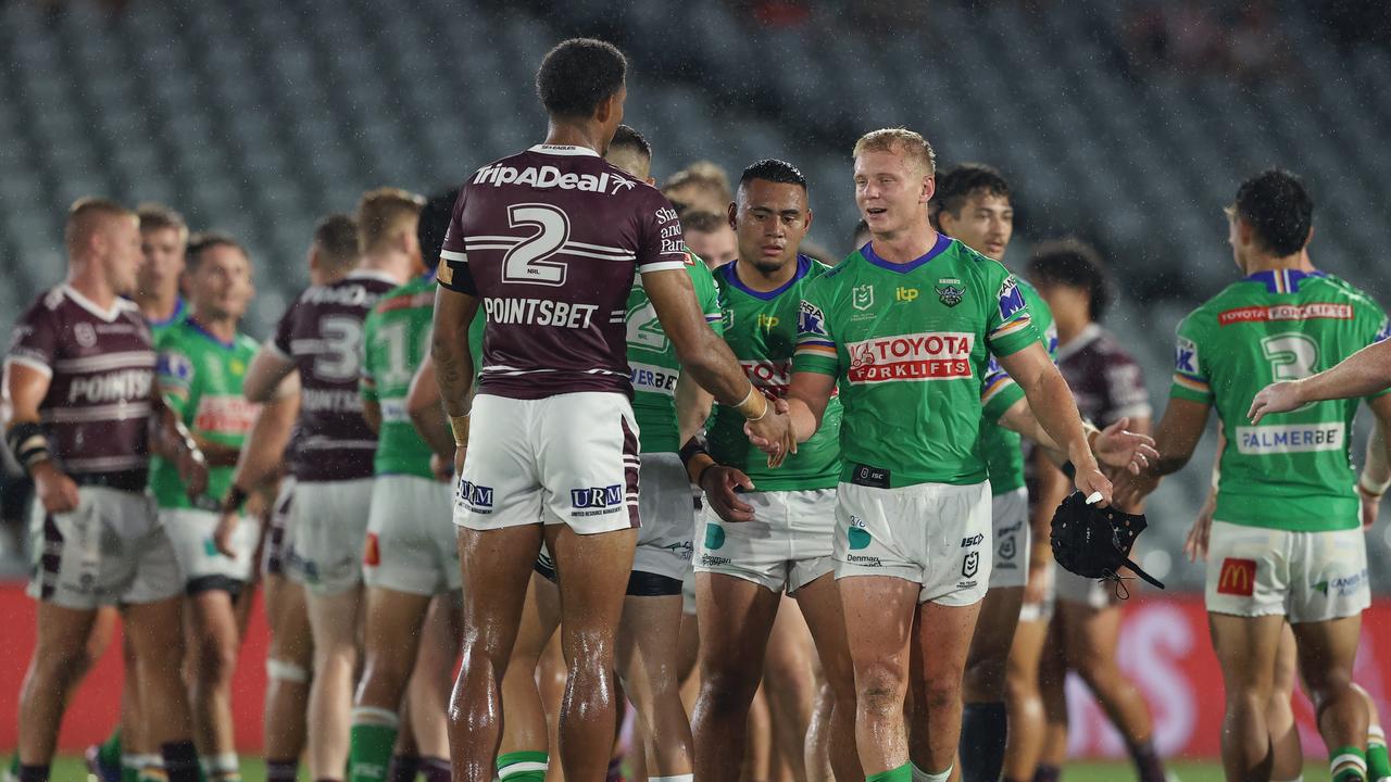 Schneider will start the year in the halves for Canberra after recruit Jamal Fogarty was injured. Picture: Getty Images.