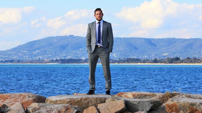 Mornington Peninsula Shire Mayor Sam Hearn on Rye beach in early July, before masks were mandatory. Picture: Aaron Francis/The Australian