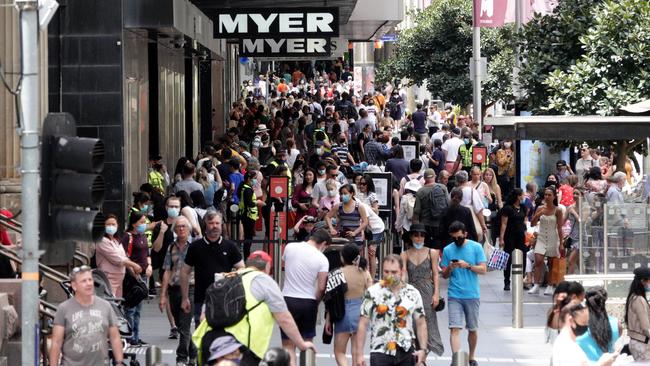 A bustling Bourke St mall the week before Christmas. Picture: Alex Coppel