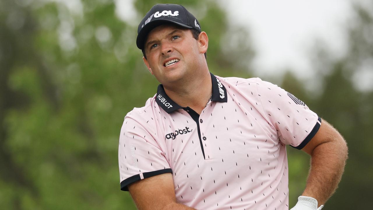 BEDMINSTER, NEW JERSEY - JULY 29: Patrick Reed of 4 Aces GC plays his shot from the 15th tee during day one of the LIV Golf Invitational - Bedminster at Trump National Golf Club Bedminster on July 29, 2022 in Bedminster, New Jersey. (Photo by Cliff Hawkins/Getty Images)