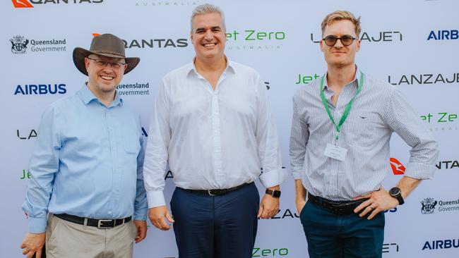 Stephen Forshaw from Airbus, Ed Mason of Jet Zero Australia and Johnathon Curry from Qantas.