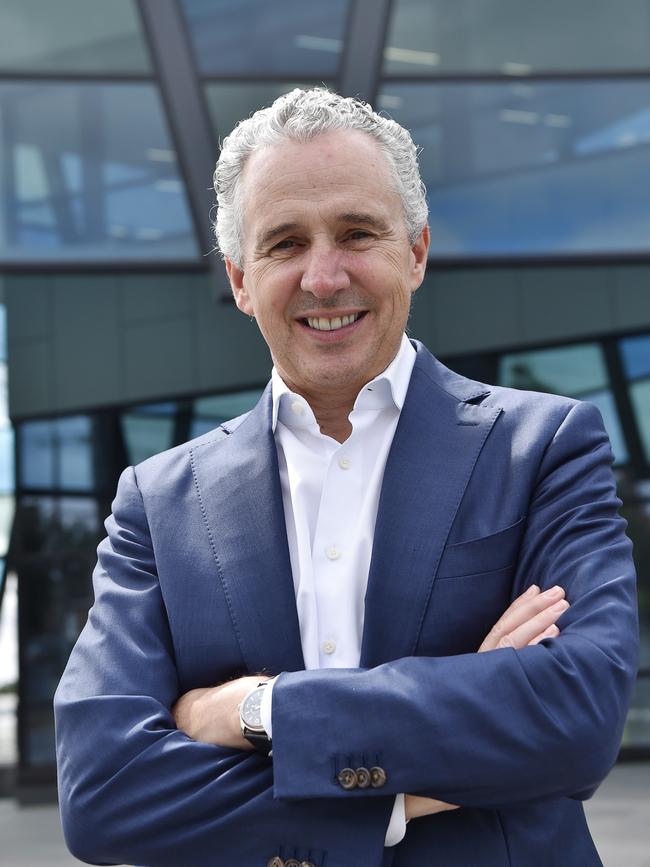 Telstra CEO Andy Penn during a visit to Geelong Technical School. Picture: Alan Barber