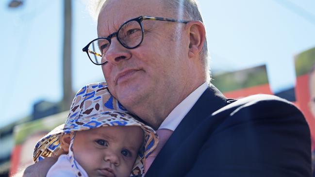 Albanese said on several occasions to the press pack following him from visit to visit how much he was enjoying himself. Picture: Asanka Ratnayake/Getty Images