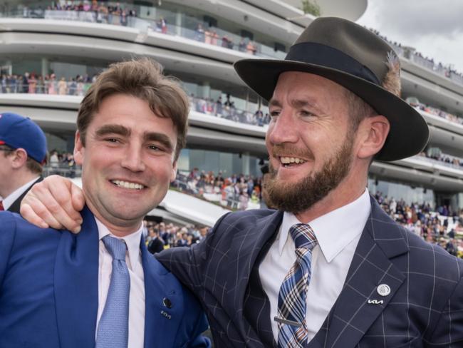 David Eustace and Ciaron Maher Gold Trip (FR) ridden by Mark Zahra wins the Lexus Melbourne Cup at Flemington Racecourse on November 01, 2022 in Flemington, Australia. (Photo by Jay Town/Racing Photos via Getty Images)