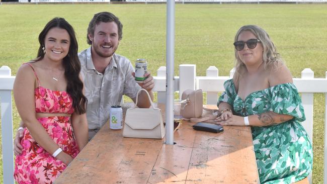 Kimberley Barnes, Brandon Stanborough and Krissy Phillips enjoy their day at the Polo By the Sea event in Maroochydore. Picture: Eddie Franklin