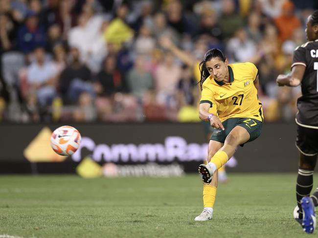 Alex Chidiac came off the bench in the second half to score just her second international goal. Picture: Cameron Spencer/Getty Images