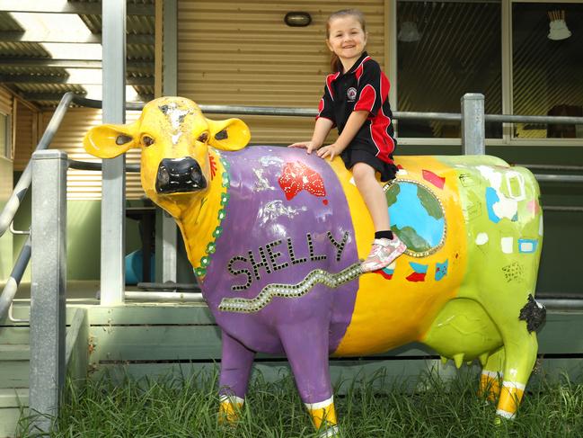 Shelford Primary School's one and only 2025 prep Yindi Allen is the fourth generation in her family to attend the small country school. Picture: Alison Wynd