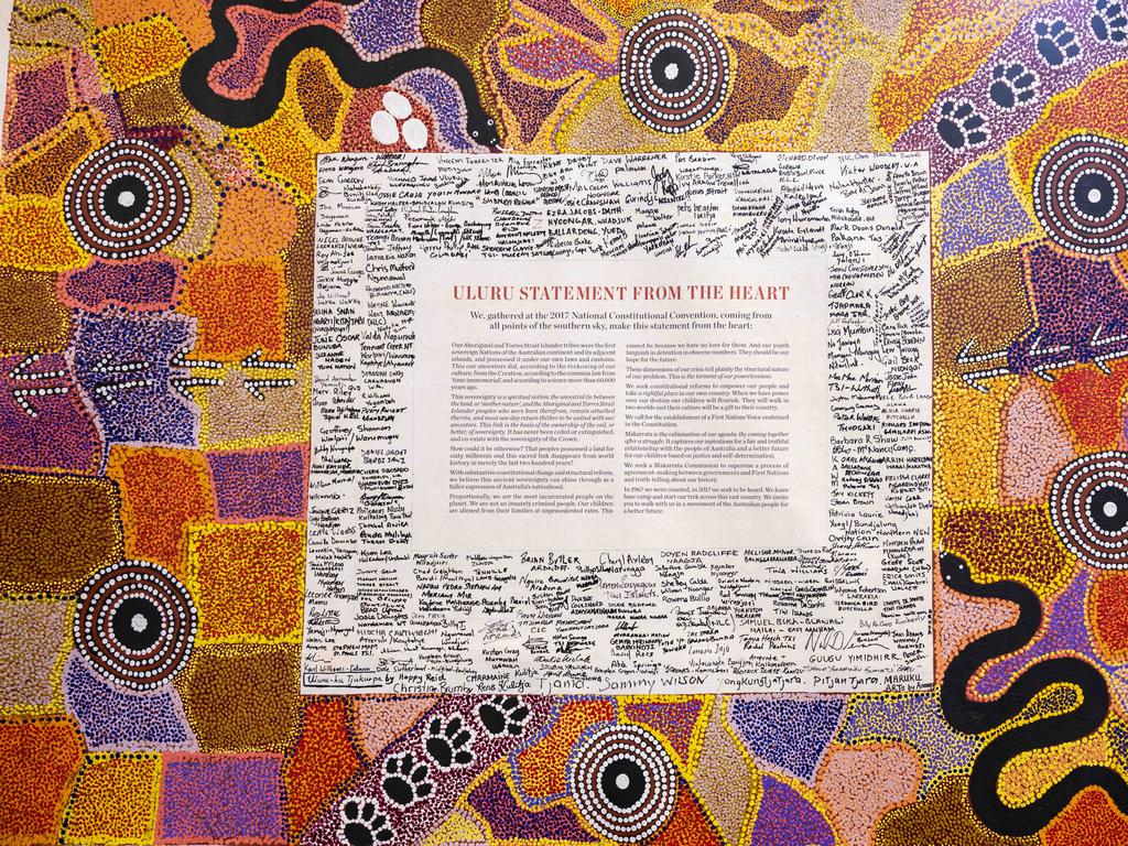 The Uluru Statement from the Heart on display at the National Press Club in Canberra. Picture: NCA NewsWire/Martin Ollman