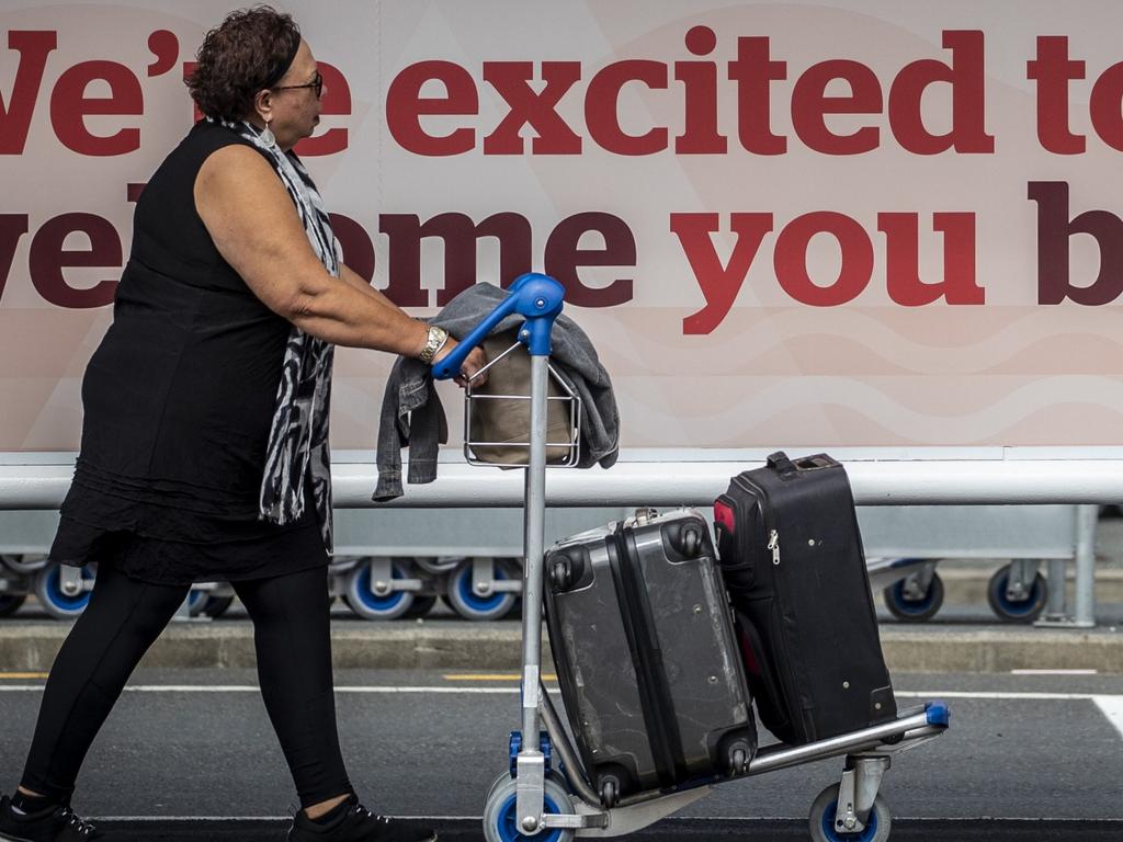 ** MUST CREDIT NZ HERALD **  Quarantine free travel between New Zealand and Australia begins, Auckland Airport. 
19 April 2021 New Zealand Herald photograph by Michael Craig
RGP 20Apr21 - WGP 20Apr21 - HBG 20Apr21 - NAG 20Apr21 -