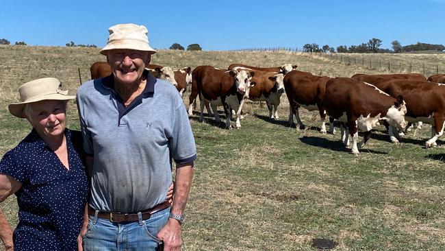 Barry and Joan Elliot (OK) from Talgarno Park at Talgarno will sell one of the oldest commercial Hereford herds in the nation as they look to move over to fattening cattle.